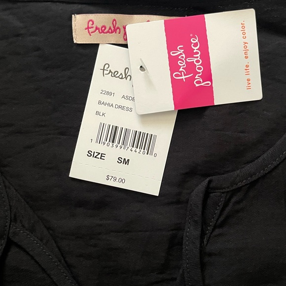 Fresh Produce Black Bahia Dress / Swimsuit Coverup Tassel V-neck S - Picture 4 of 5